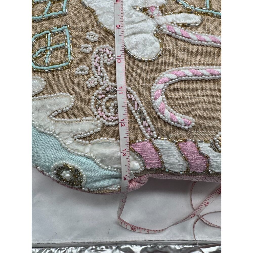 Sugar Plum Dreams Christmas Holiday Throw Pillow Pastel Beaded Bling Beads NWT - Picture 8 of 9